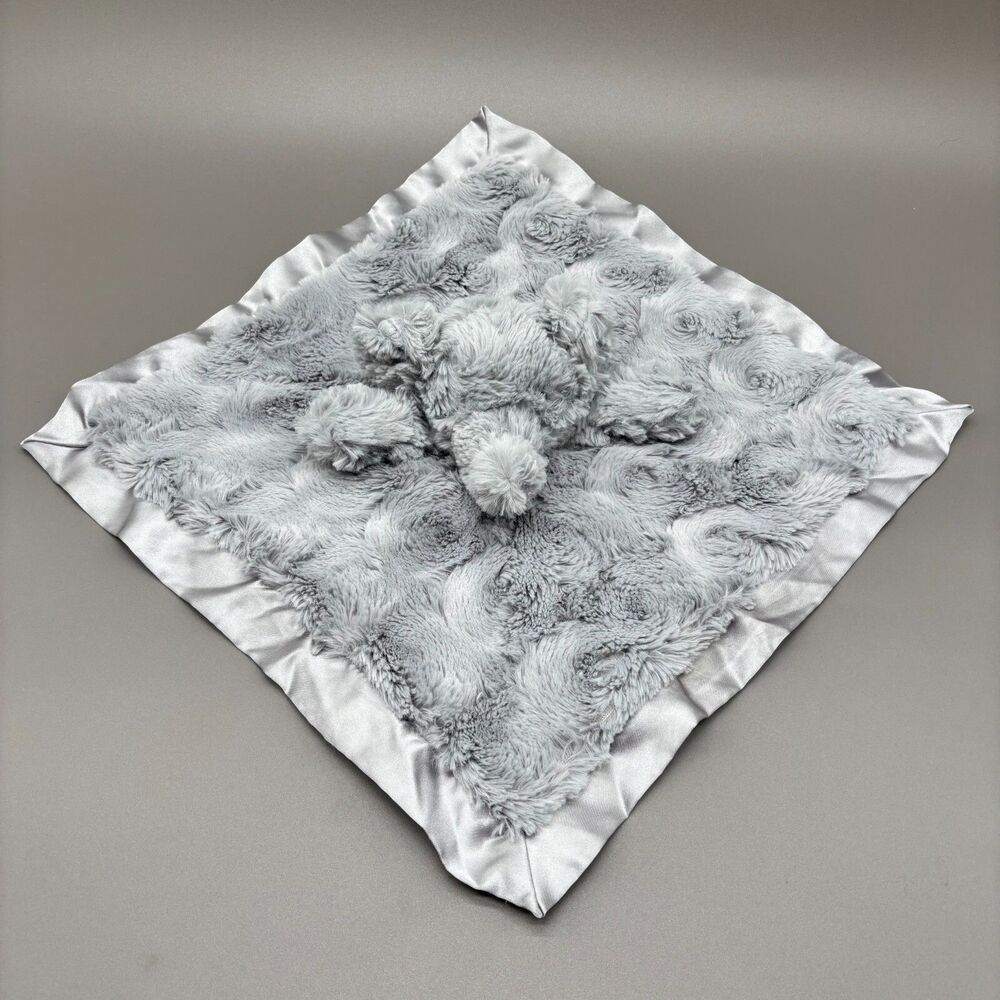 Cloud Island Gray Elephant Lovey Plush Swirl Security Blanket Satin Trim 13"